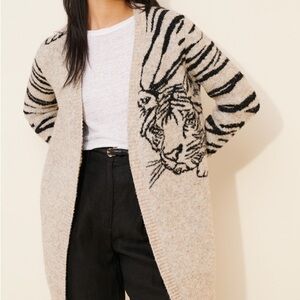 Anthropologie RD Style Jacquard Tiger Cardigan Sweater